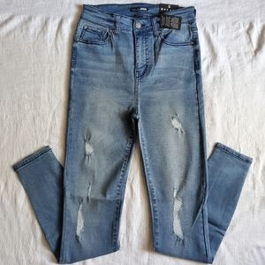 HIGH RISE STRETCH DENIM DISTRESSED SKINNY JEANS Size 5/27